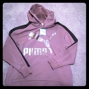 Women's Puma classic logo hoodie color peppercorn